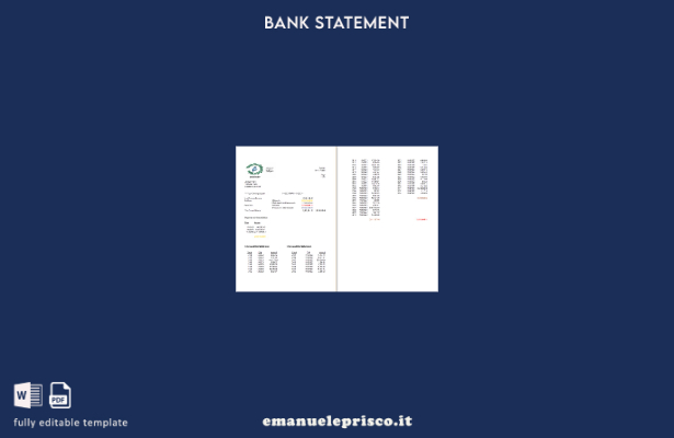 modello di pagine di parole dell'estratto conto della National Bank of Maine in 